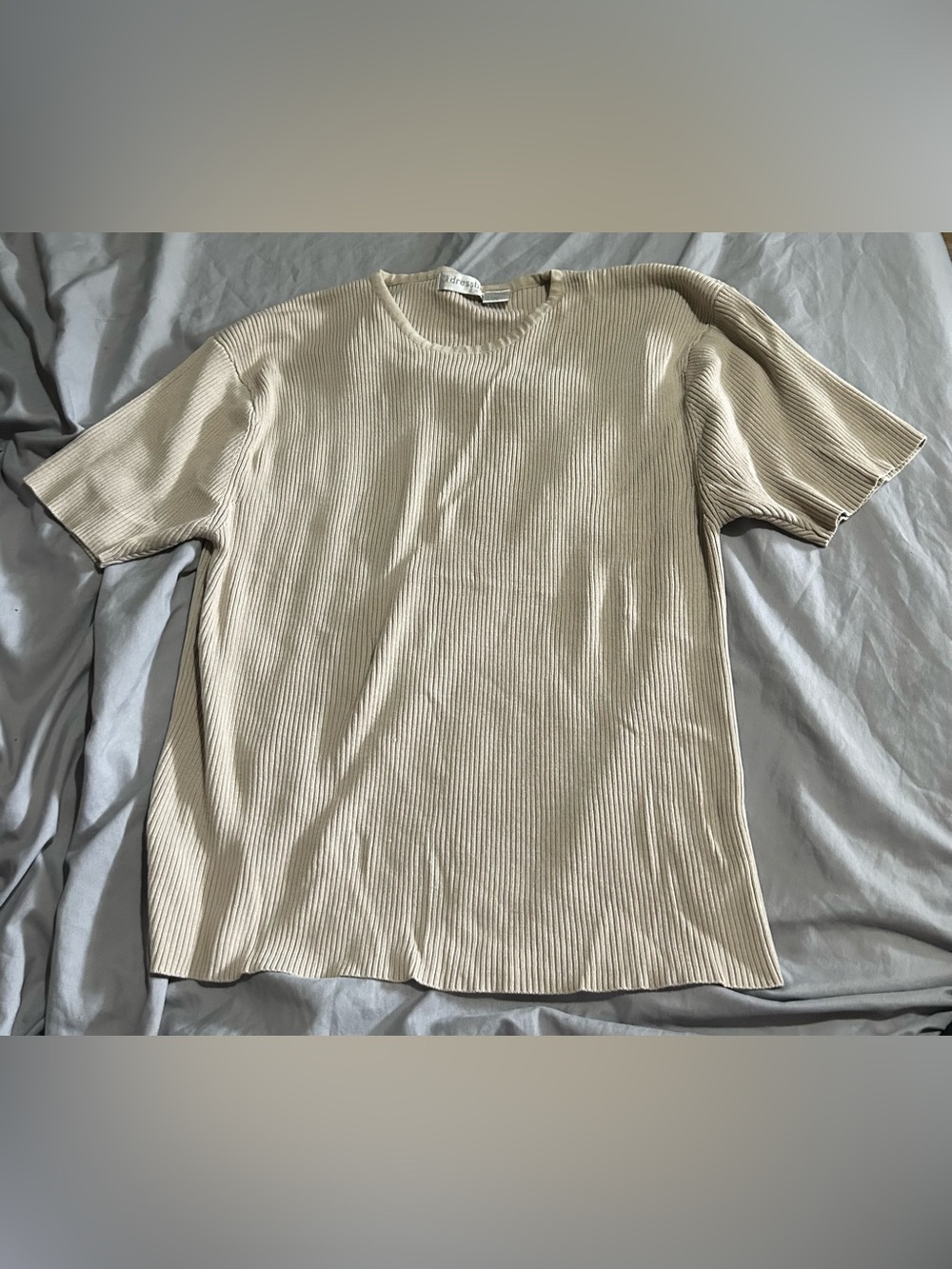 Ribbed Crewneck Top in Cream